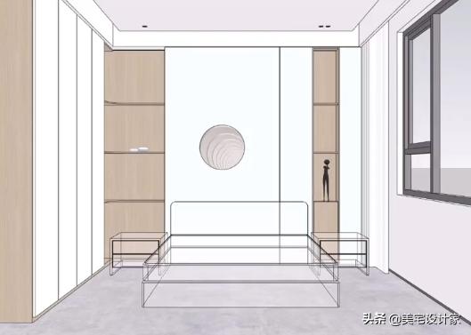 卧室床头单边柱子背景墙效果图,床头旁边有凸起柱子设计