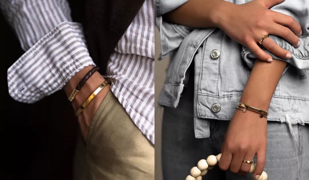 瑞典皇家配饰品牌，几百块戴出万元质感，金色手镯男女戴都好看