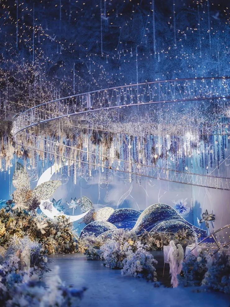 一场神秘浪漫的星空婚礼主题,奢华梦幻蓝色星空婚礼