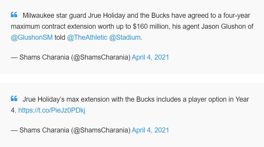 4年1.6亿，假日哥与雄鹿提前续约细节公布，密尔沃基做到最好