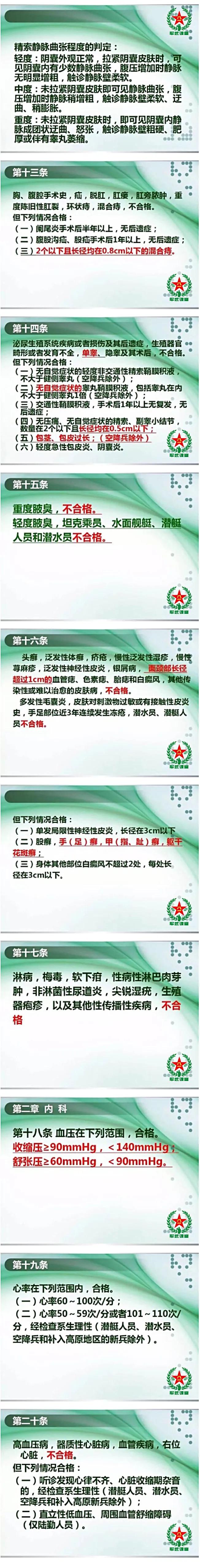 征兵体检标准(内部培训PPT版)