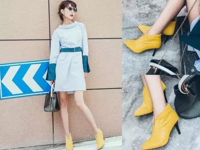 小短靴洋气又高级暴走不累脚,黄色小短靴
