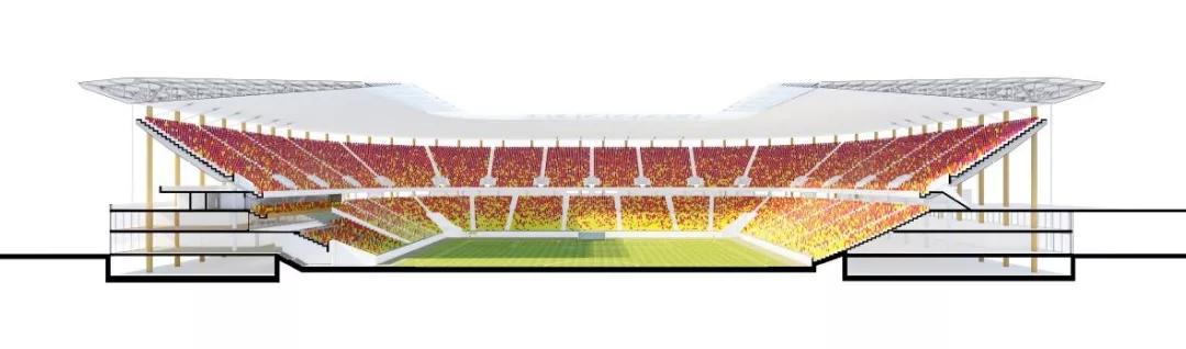 上海国际足球场建设,浦东专业足球场钢结构剖面图