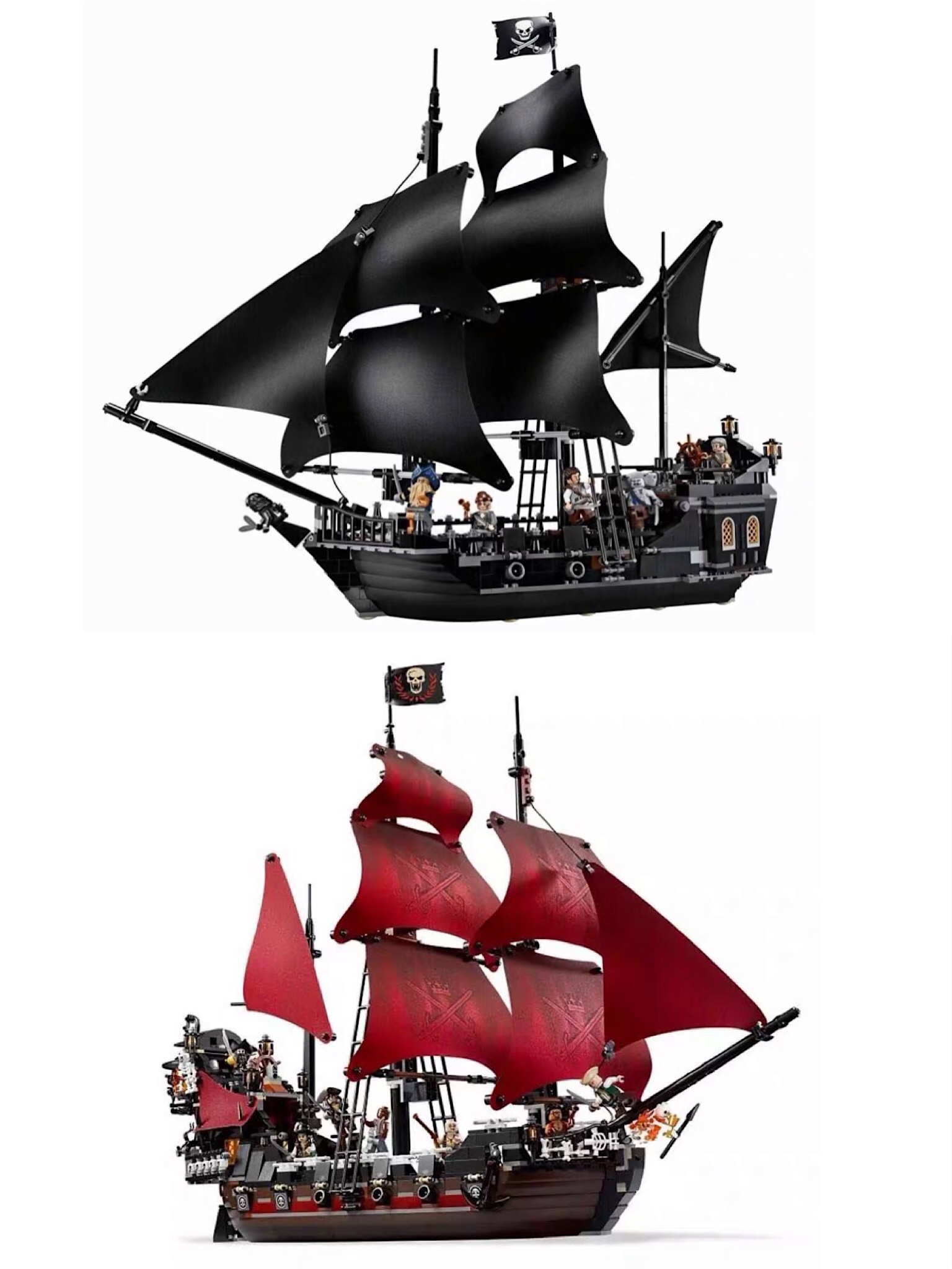 乐高海盗船安妮女王复仇号拼装,乐高海盗船加勒比黑珍珠号拼装