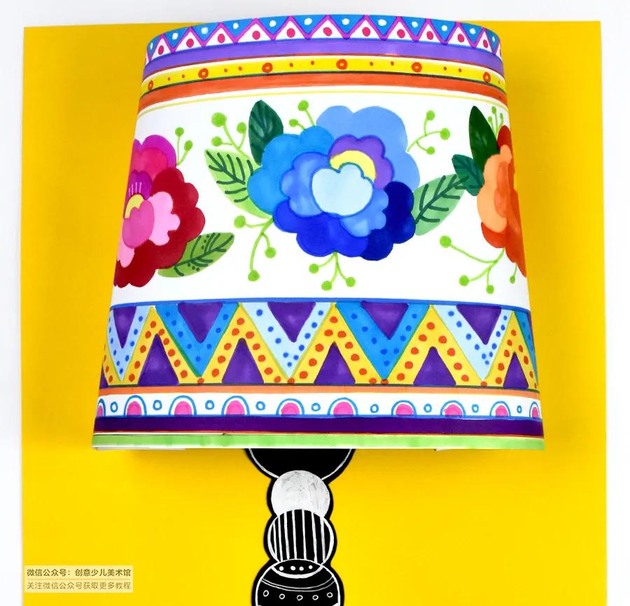 儿童画教程｜儿童装饰设计课程《一盏温馨的台灯》