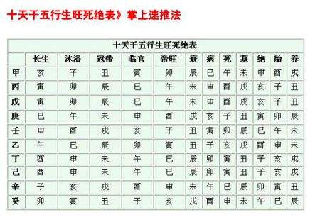 十天干生旺死绝表与大运的关系,十天干生旺与五行的关系