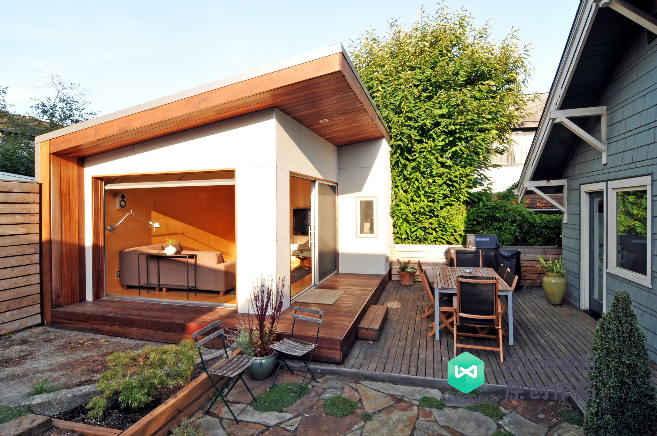 庭院防腐木颜色搭配效果图,庭院怎么铺装防腐木