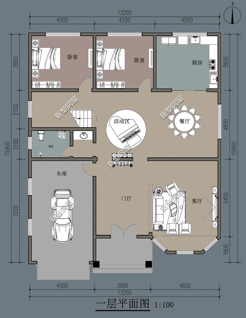 18米宽10米进深双拼两层别墅图纸,农村两层别墅怎么建