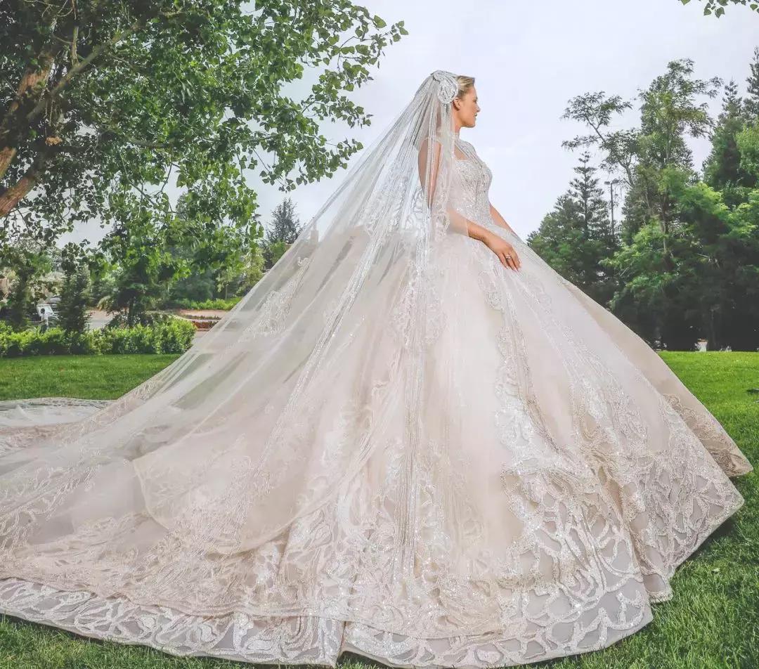 15万颗施华洛世奇水晶,eliesaab婚纱