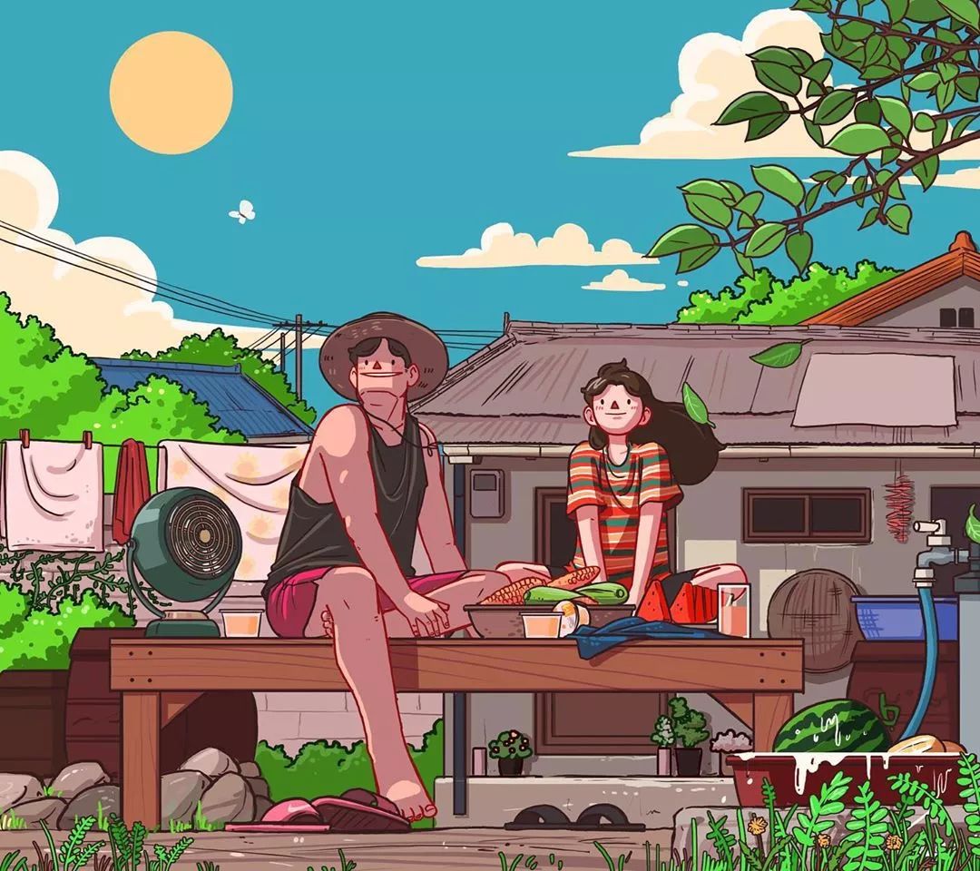 情侣日常手绘插画日记,手绘给女朋友的手账画