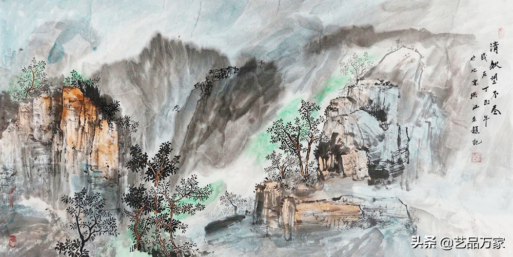 北方四尺竖幅的写意山水画作品,一幅优秀的山水画作品