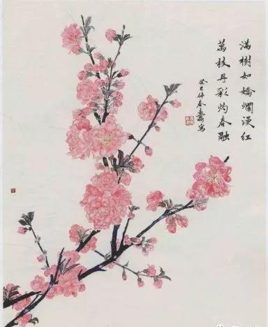 桃花的画法国画,小孩桃花画法国画