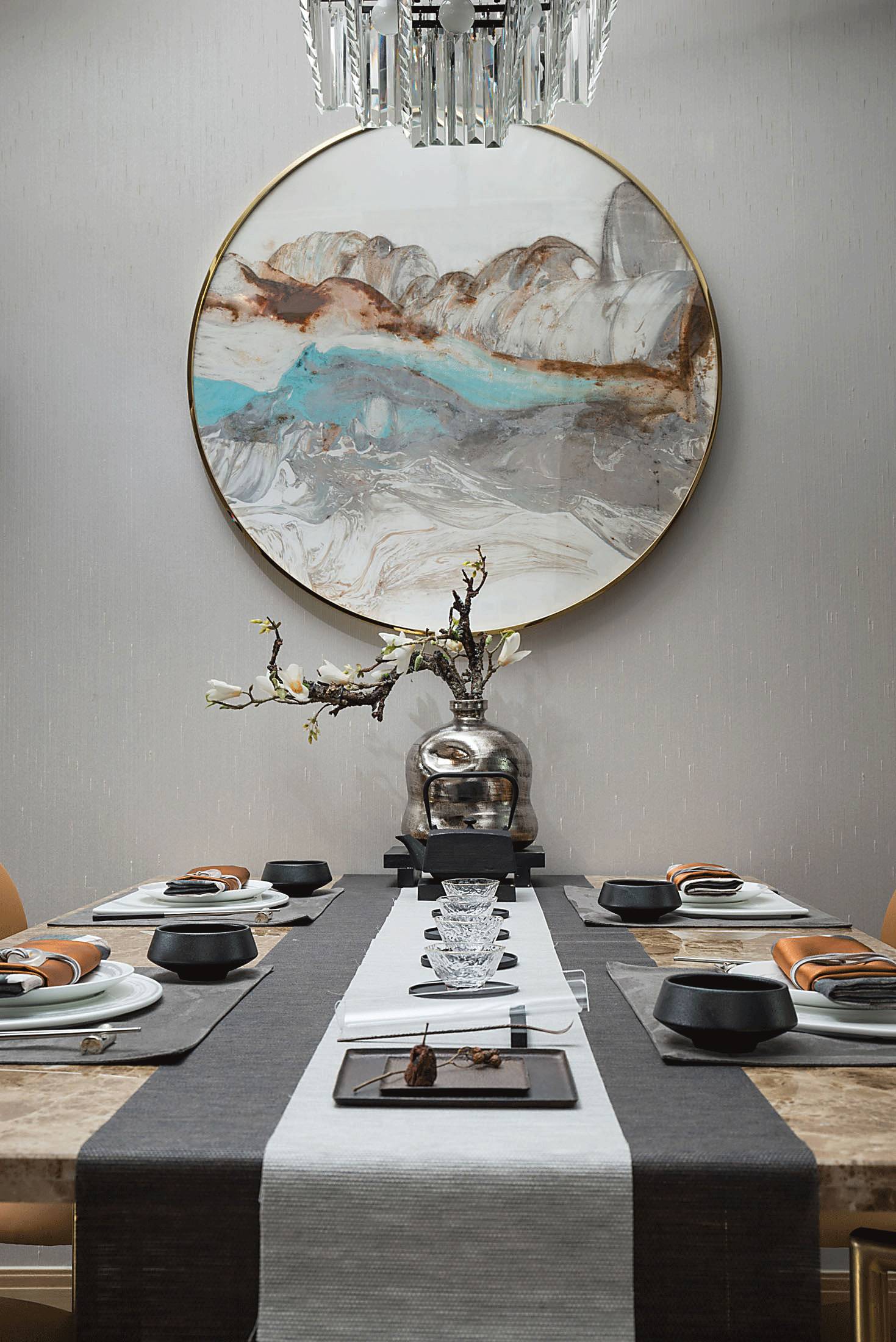 背景墙家装设计现代轻奢风客厅,禅意新中式厨房吊顶效果图