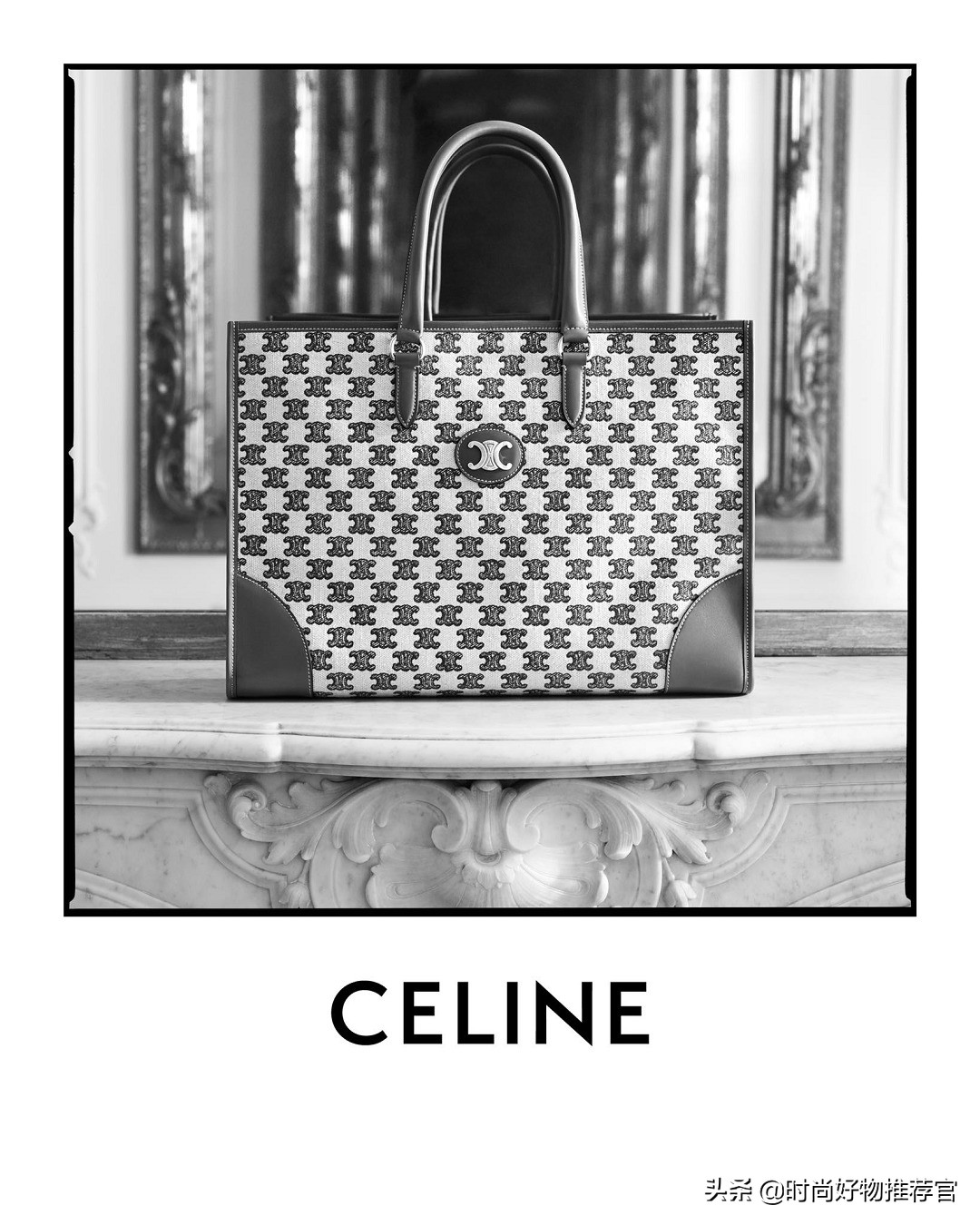 celine标志印花横款手袋,celine新款牛皮革手袋