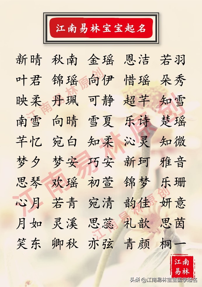 300个精选唐诗宋词中的女孩名字:玲珑剔透,便胜却人间无数