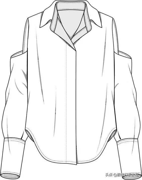 长袖衬衫裁剪教程来了,简单衬衫制版图