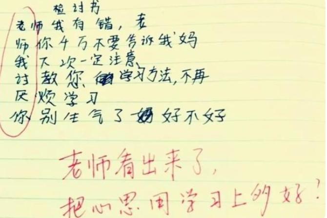 小学生搞笑检讨书,小学生奇葩检讨书