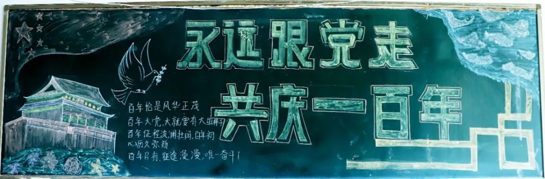 爱党爱国努力学习实现自我黑板报,知党恩跟党走主题黑板报图片