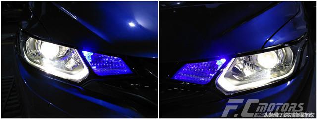 飞度gk5改4透镜激光大灯,本田超跑gk5宽体改装案例