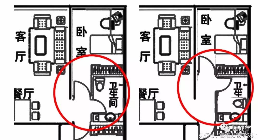 主卧室门和主卧卫生间对门怎么办,厨房和卫生间对门可以把门错开吗