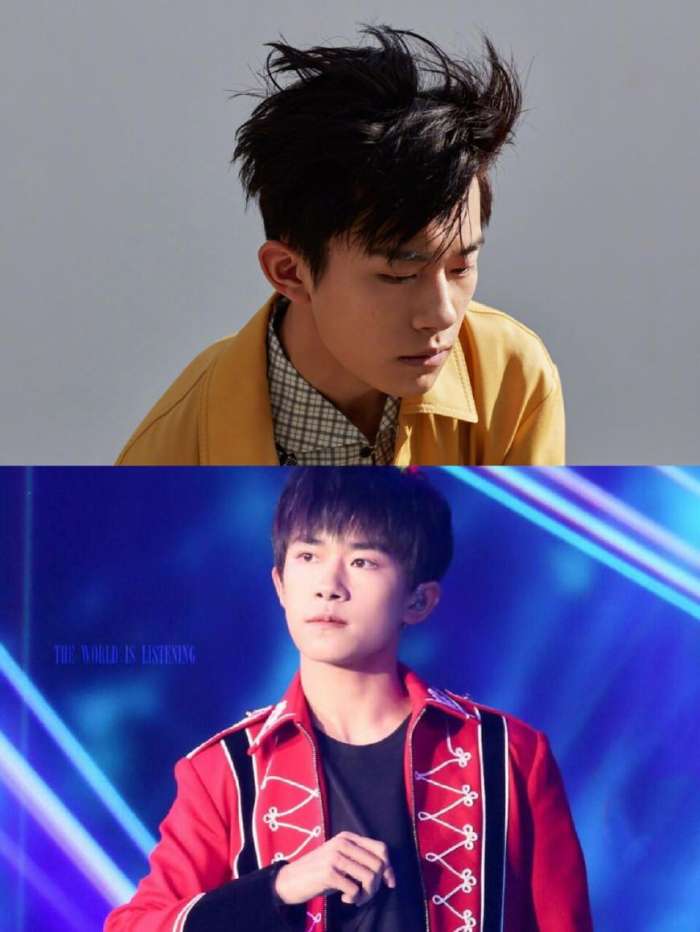 王俊凯易烊千玺红蓝西装贴头聊天,王俊凯易烊千玺穿同款衣服