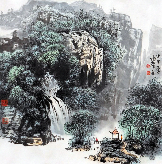 天天漫画网：画家沈福馨《空山不见人但闻人语声》