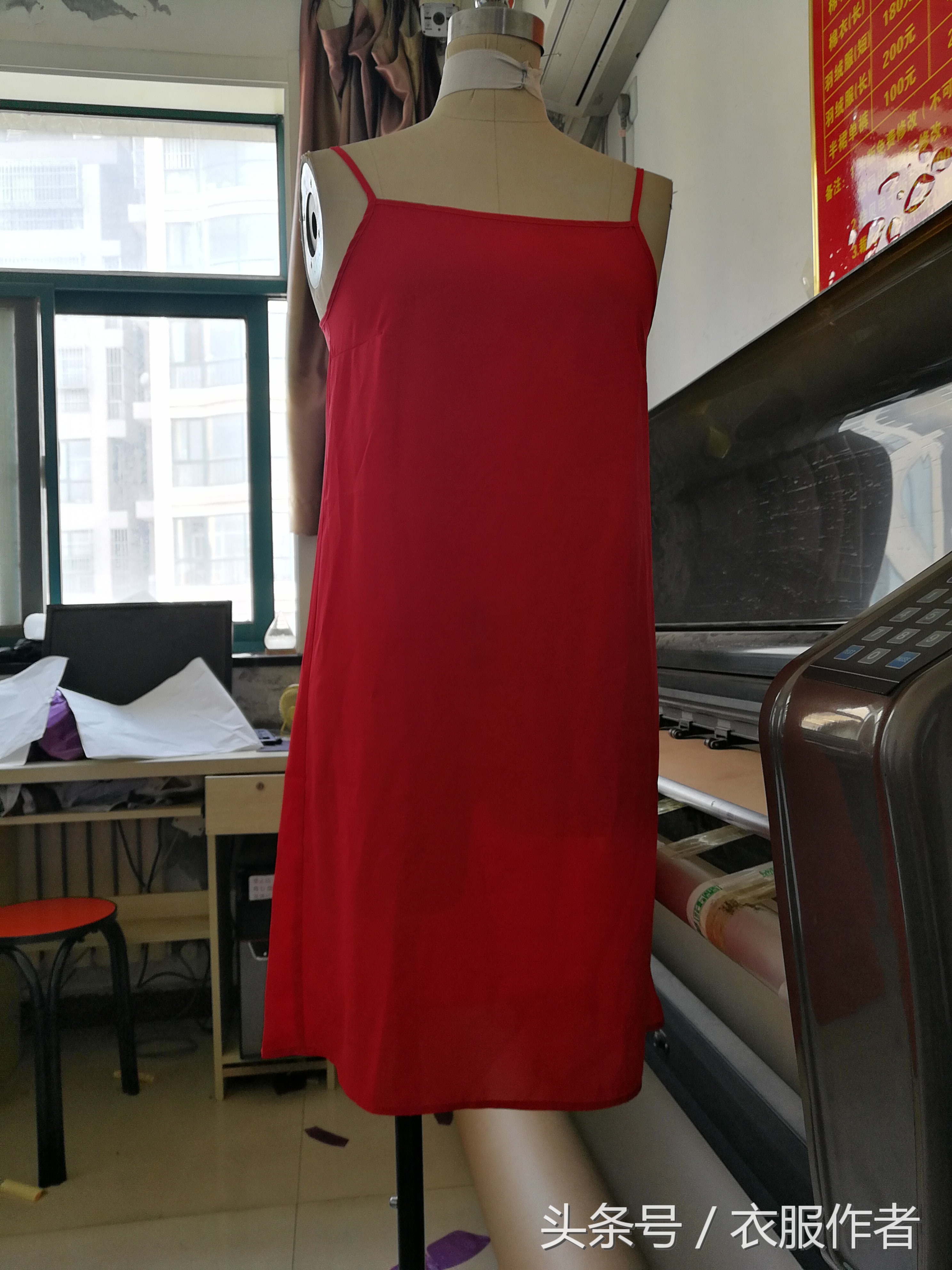 宽松款桑蚕丝落肩袖连衣裙纸样,复古宽松雪纺连衣裙纸样