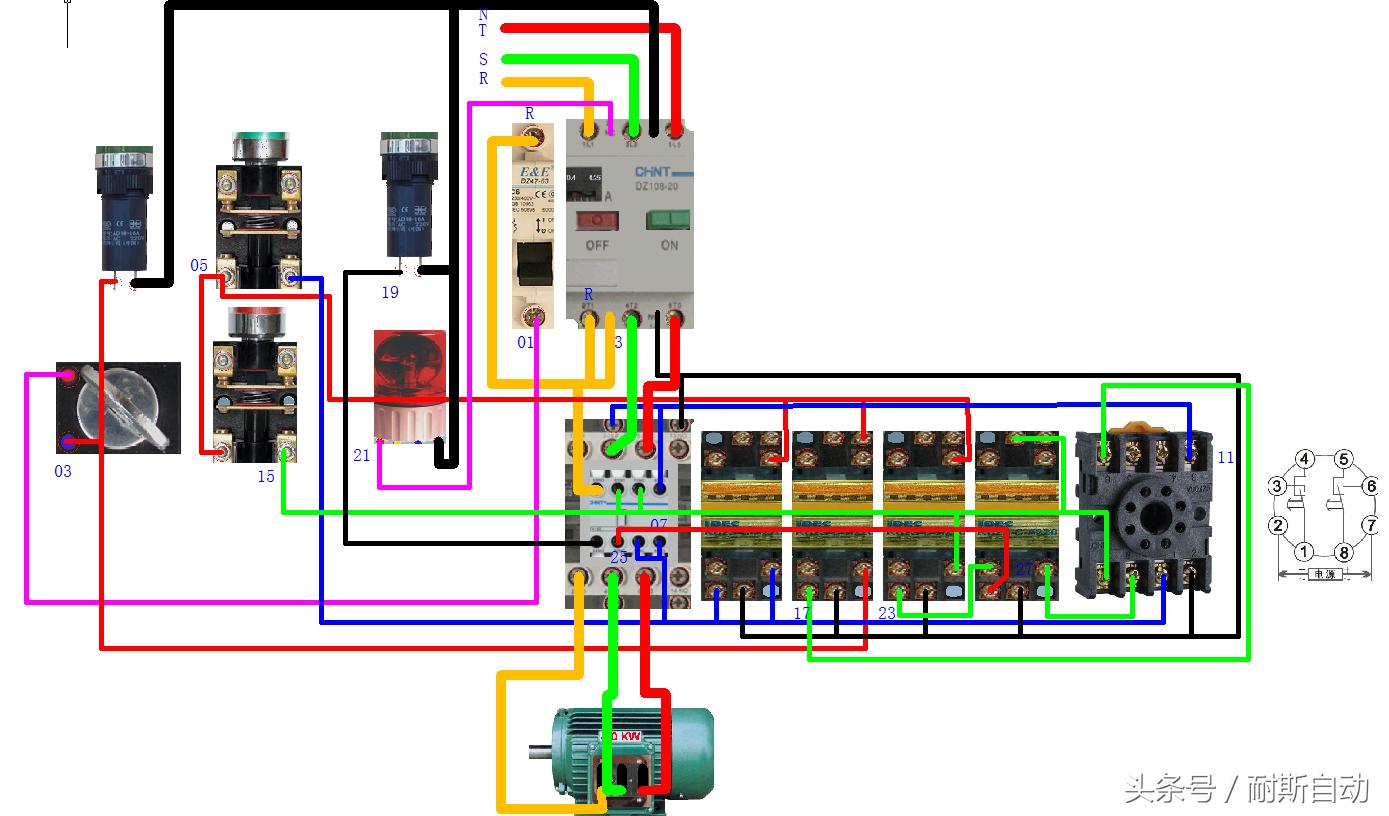 时间继电器和接触器断电延时原理,时间继电器控制接触器延时亮灯