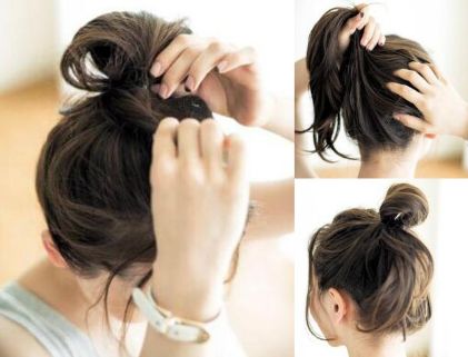 用扎丸子头的工具怎么扎丸子头,中长发怎么扎丸子头详细教程