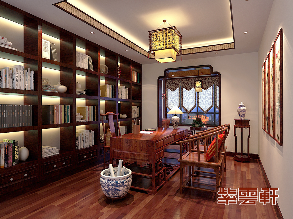 高层书房设计效果图,楼中楼楼顶做书房设计