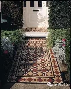 庭院小路台阶铺装效果图,马赛克庭院铺装