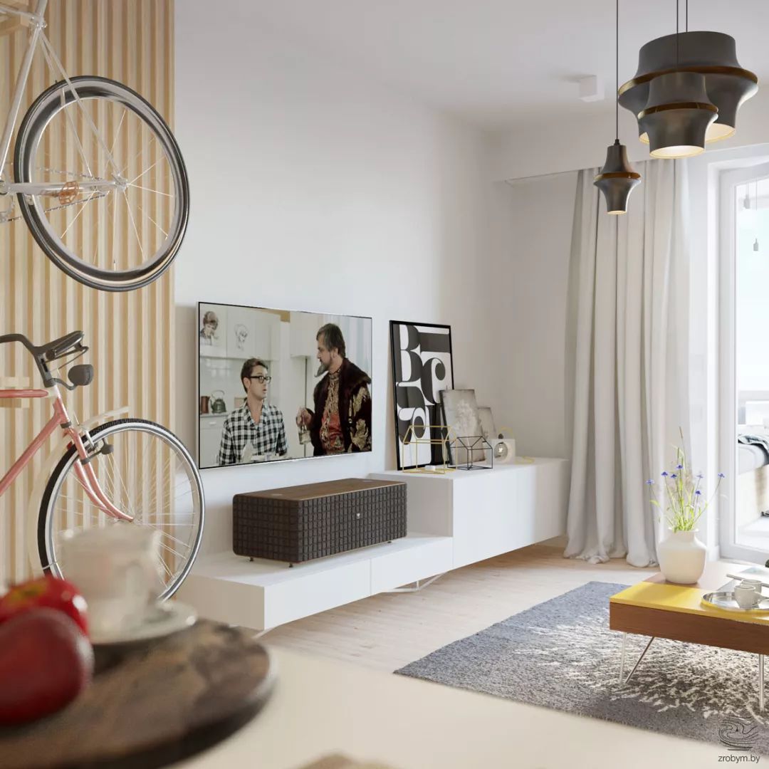 客厅电视背景墙简约小柜子效果图,2021现代简约背景墙效果图客厅