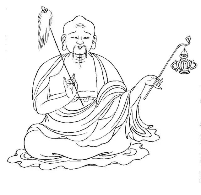 罗汉白描画稿,小写意罗汉图白描