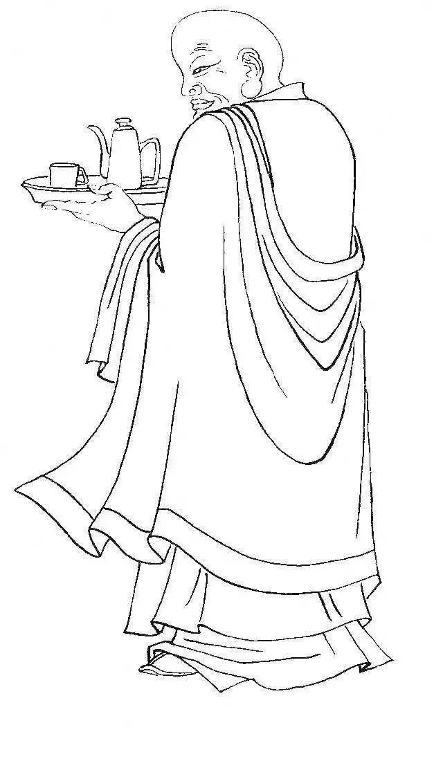 罗汉白描画稿,小写意罗汉图白描