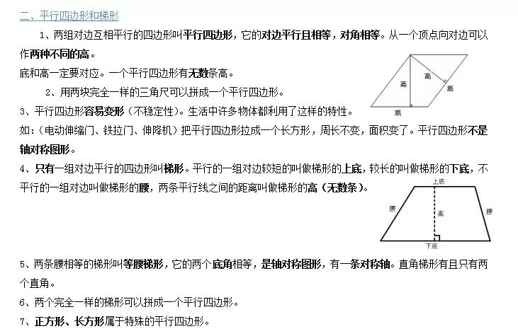 四年级下册苏教版数学期末必考点,苏教版四年级下数学期末复习要点