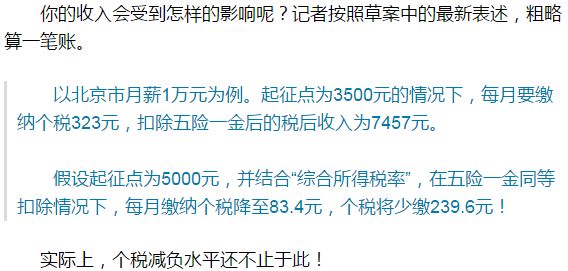 「海头条」个税起征点上调至5000元后,快算算你每月能省多少钱?