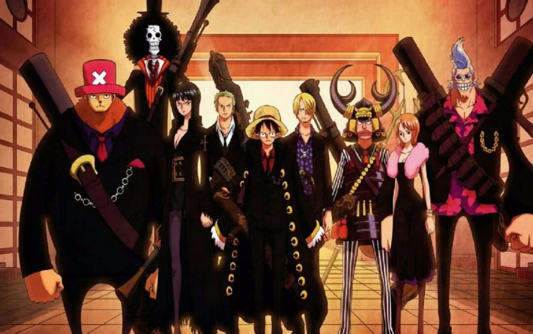 草帽团剧场版团服,草帽团全体黑西装