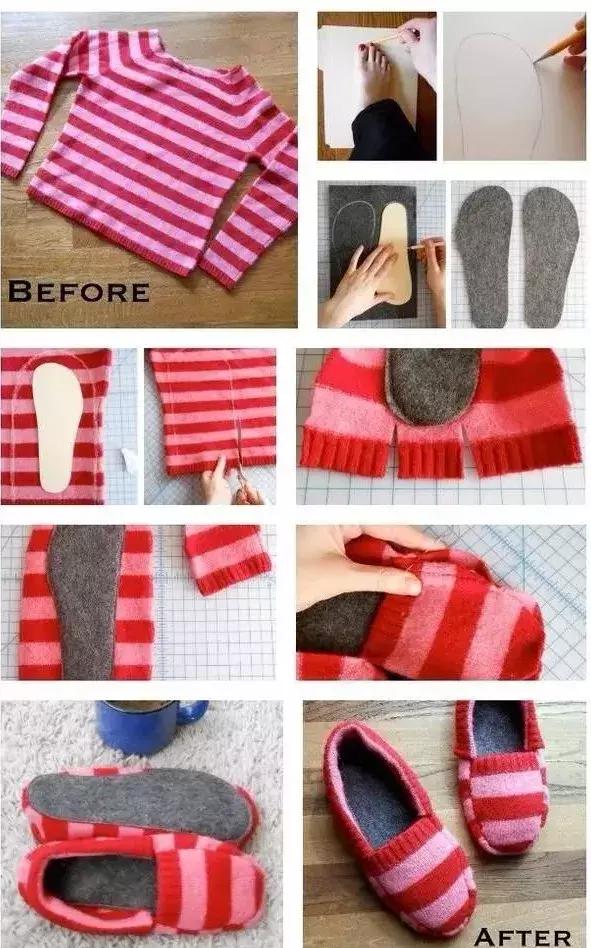 旧物利用变废为宝拖鞋,废旧衣服做一双拖鞋