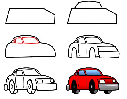 简简单单画小汽车简笔画教程,小朋友们画的小汽车