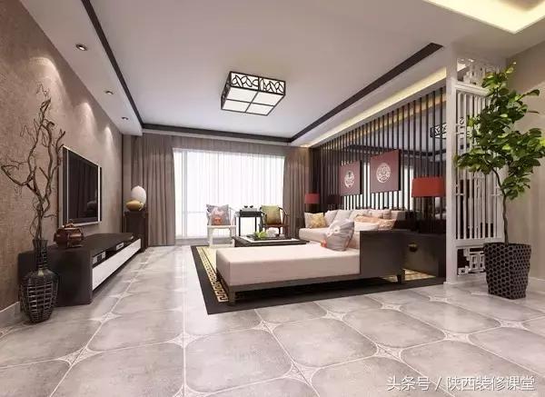 中式无主灯客厅吊顶效果图,80平客厅法式吊顶