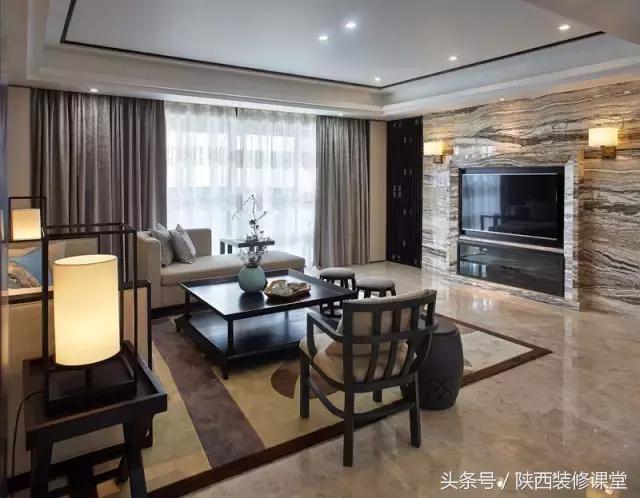 中式无主灯客厅吊顶效果图,80平客厅法式吊顶