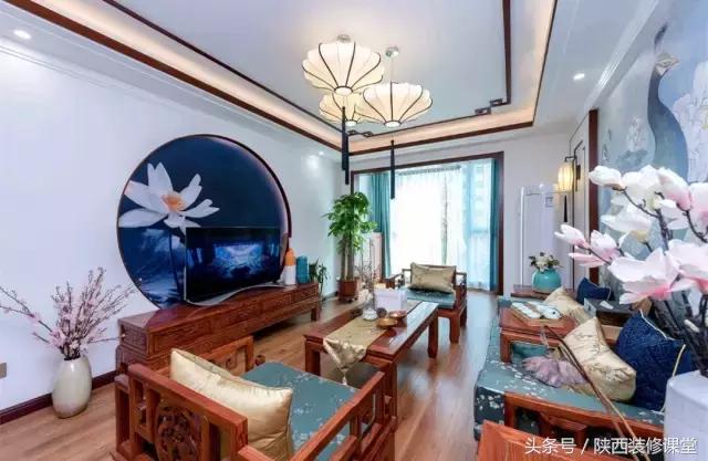 中式无主灯客厅吊顶效果图,80平客厅法式吊顶