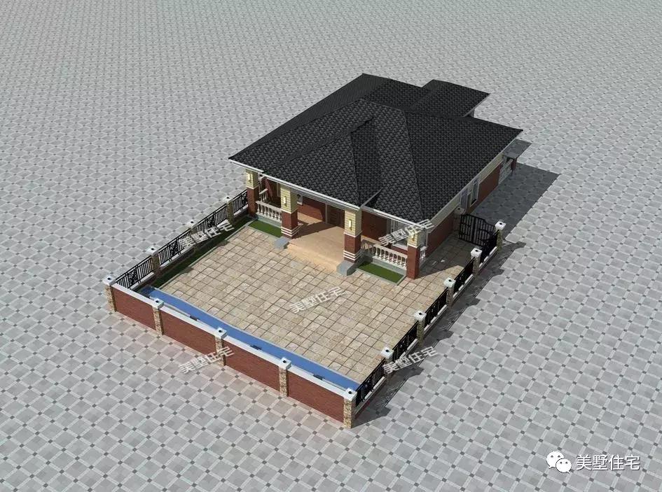 乡村别墅庭院一层带车库,乡村别墅带庭院花园