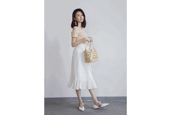 不对称半裙露腿,半裙不规则显瘦