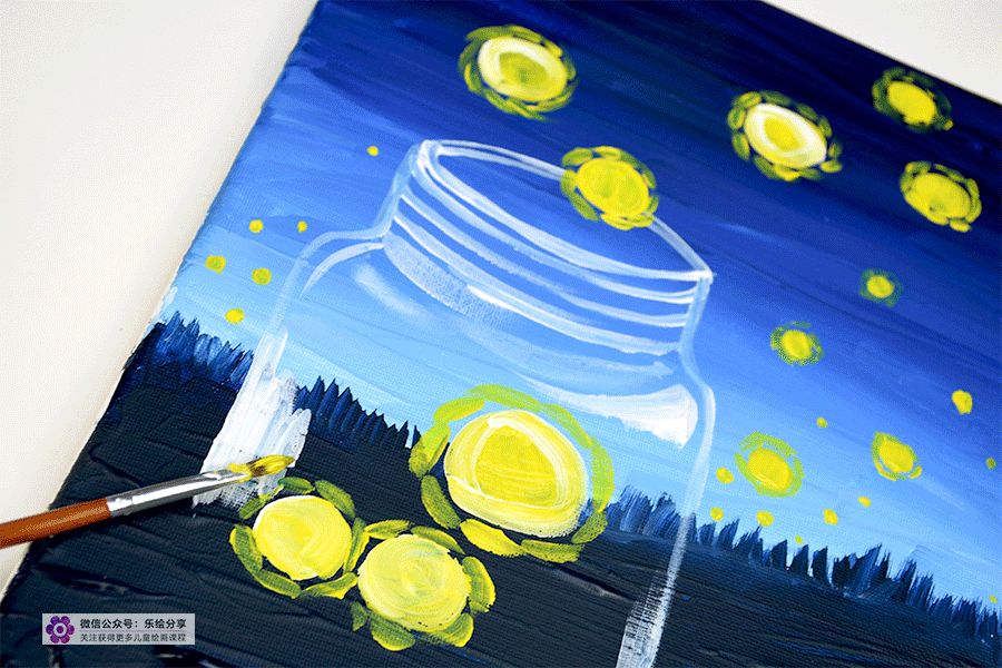 用水粉颜料画萤火虫视频,星空梦幻水粉教程