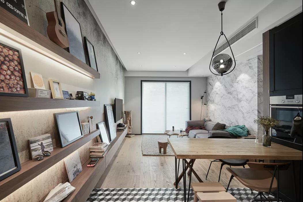 搬块木板当床头!木色打造的济南恒大世纪广场88㎡怀旧风全包12万