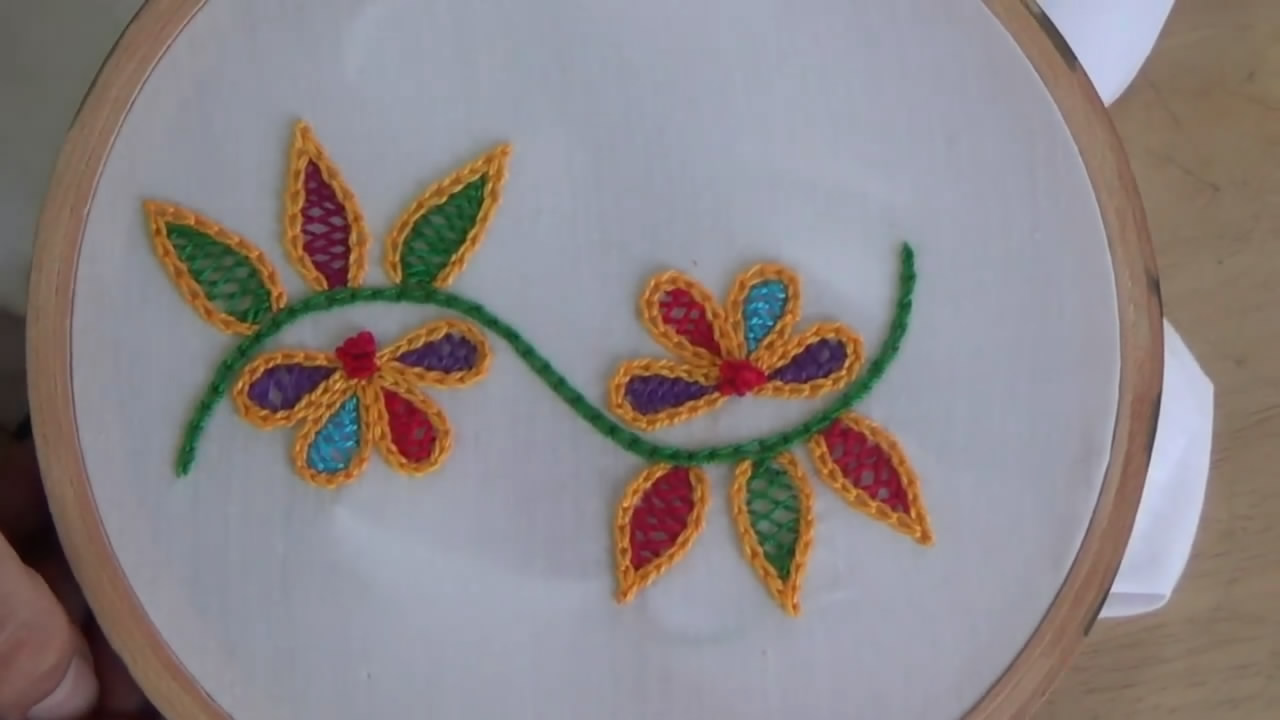 绣毛线小花朵针法简单教程,简单毛线刺绣入门针法