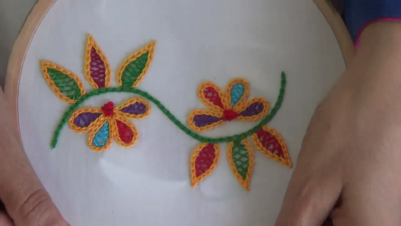 绣毛线小花朵针法简单教程,简单毛线刺绣入门针法