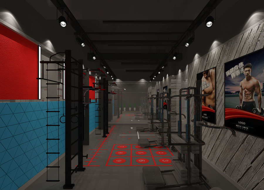 健身会所健身房设计案例效果图