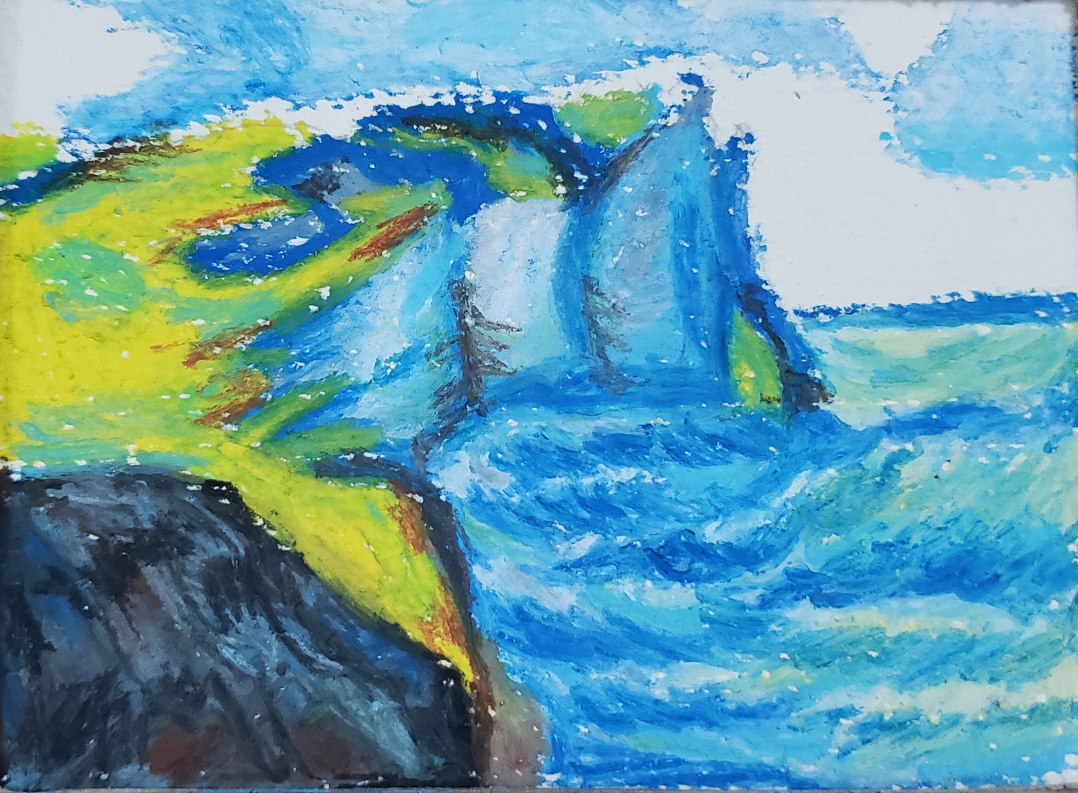 新手a5油画棒教程简单,day5树木画教学